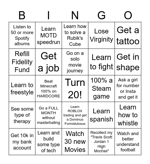 2026 Bingo Card