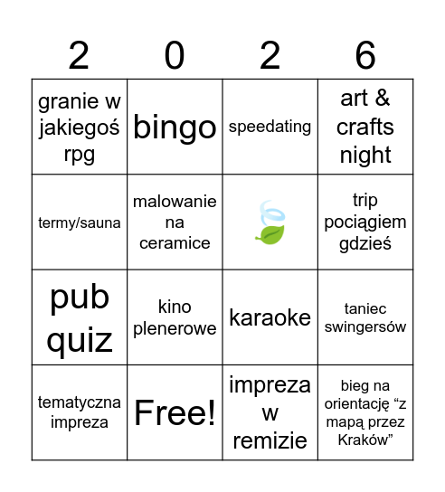 2026 bingo Card