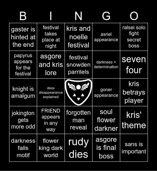 Deltarune Chapter 5 Bingo Card
