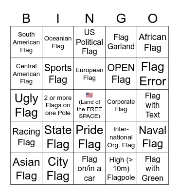 FLAG BINGO Card
