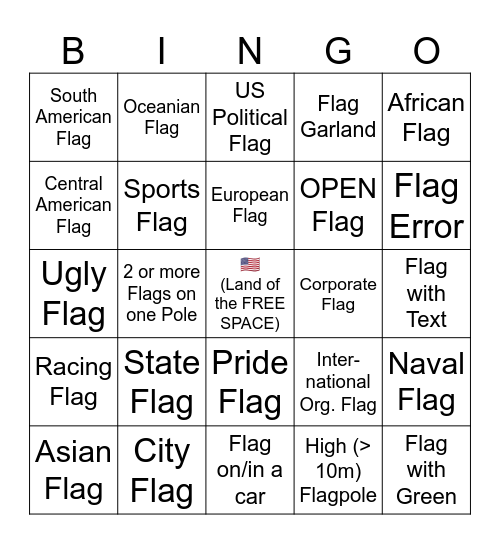 FLAG BINGO Card