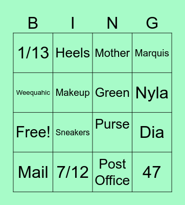DIA'S BIRTHDAY BINGO Card