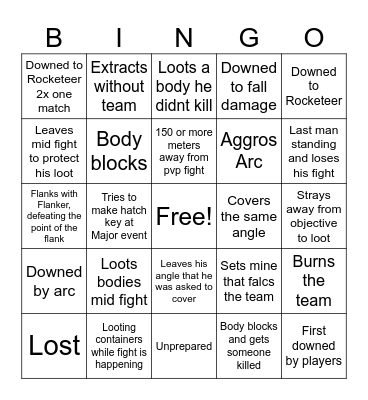 FalcRaiders Bingo Card