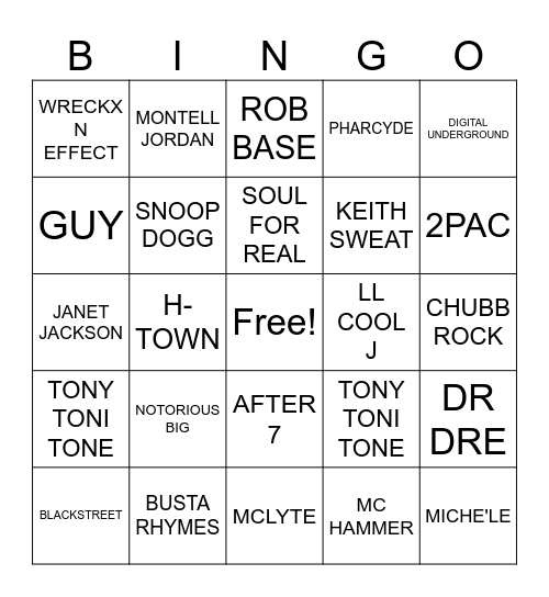 GOING BACK TO CALi Bingo Card