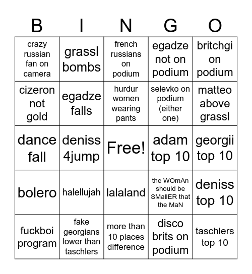FS Europeans 2026 Bingo Card