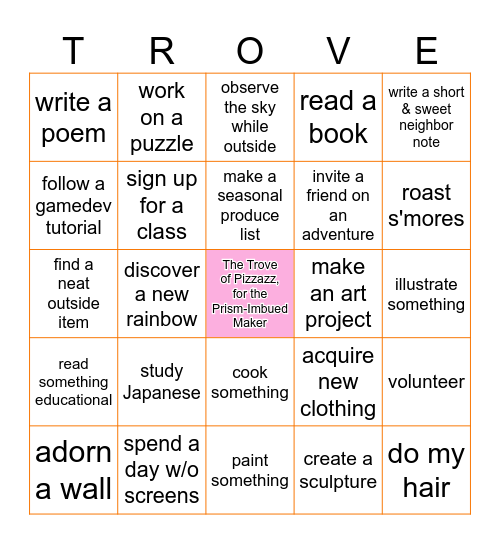 The Trove of Pizzazz Bingo Card