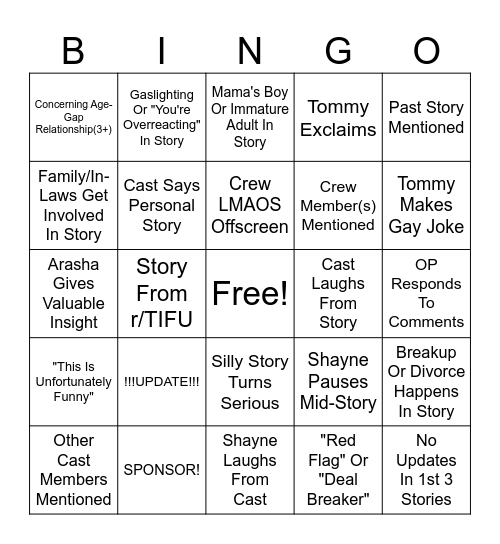 SRRS Bingo Card