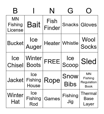 ICE FISHING BINGO Card