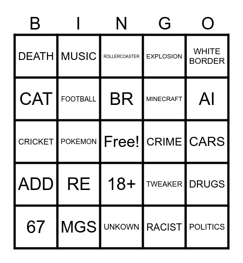 INSTERGRAM Bingo Card