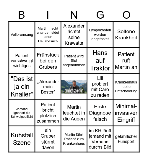 Bergdoktor 2026 Bingo Card