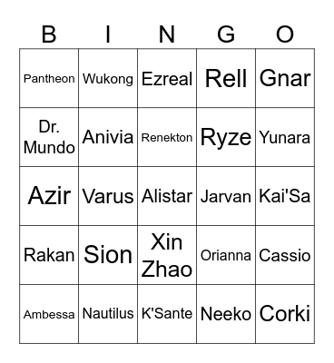LEC Day 1 Bingo Card