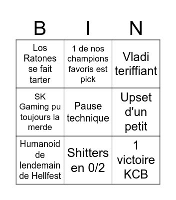 Mini Bingo LEC W1 Bingo Card