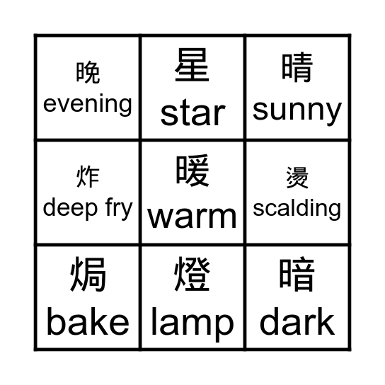 火部首BINGO Card