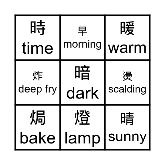 火部首BINGO Card