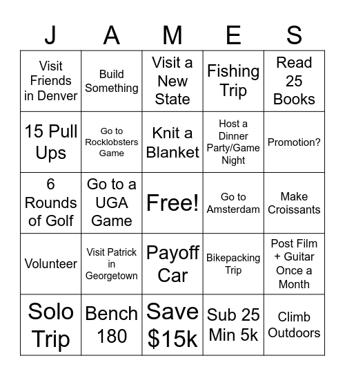 2026 Bingo Card