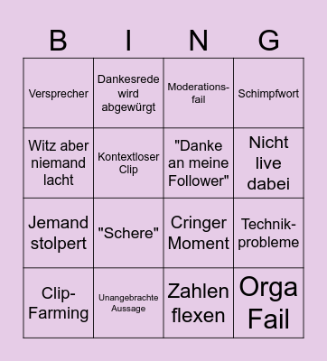Clipawards Bingo Card