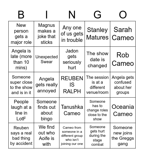 Saturday Drama 2026 Bingo Card