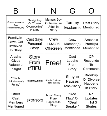 SRRS Bingo Card
