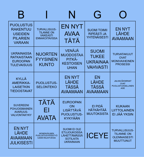 ANTTI HÄKKÄNEN PUHUU Bingo Card