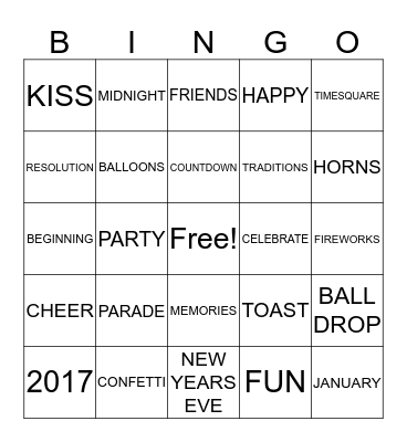 HAPPY NEW YEARS Bingo Card