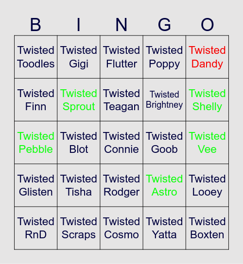 Dandy's World Bingo Card