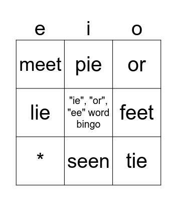 Phonics Bingo! Bingo Card
