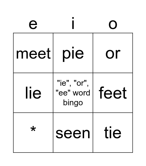 Phonics Bingo! Bingo Card