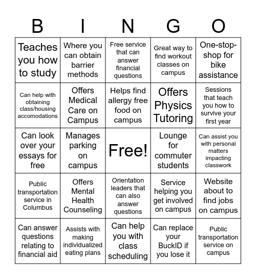 Resource Bingo Card