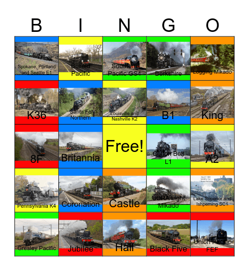Steam Locomotives that I would like to take a photograph after John would say "Wave Bye Bye to Smiletown the CD Rom Game for life" one day Bingo Card