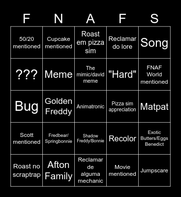 FNAF Bingo Card