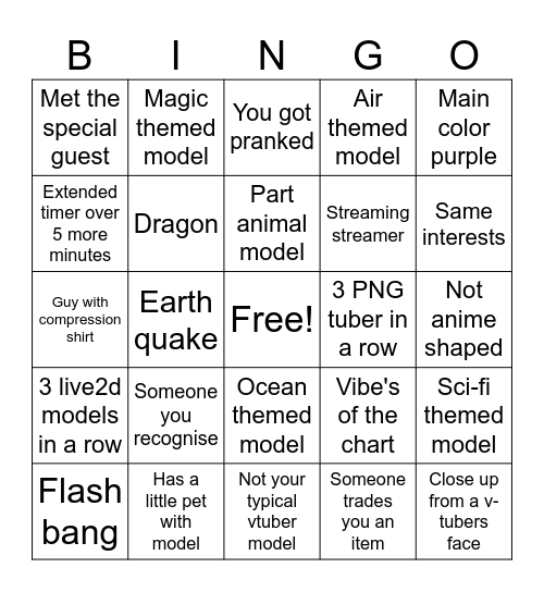 Vupechat bingo Card