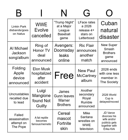 Lewis Bingo Card