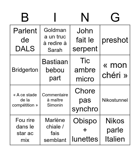 Star ac Bingo Card