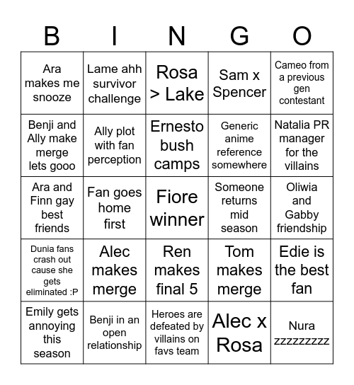 DC5 Bingo Cards Bingo Card