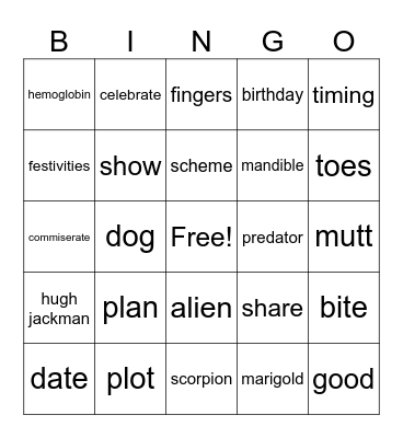 Calendar Bingo Card