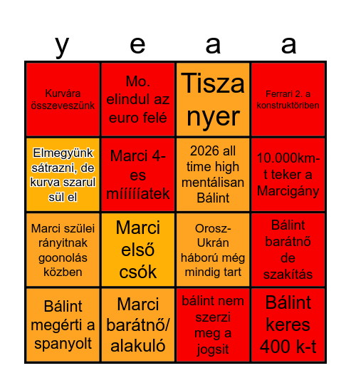 2026 az én évem lesz Bingo Card