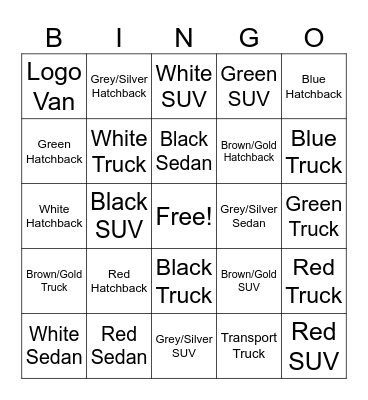 Car BINGO Card