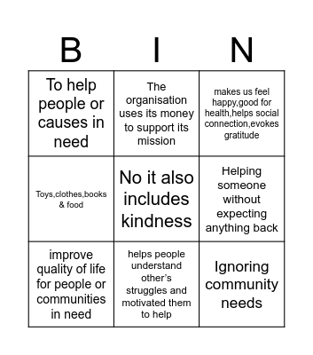 CHARITY BINGO Card