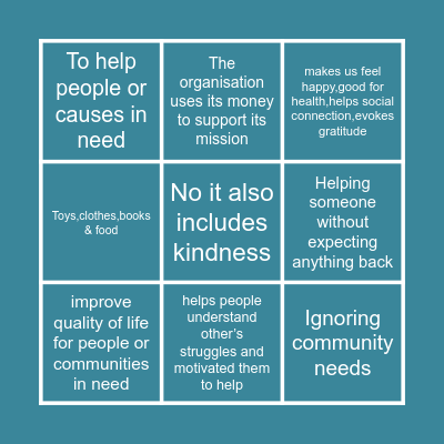 CHARITY BINGO Card