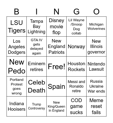 2026 Bingo Card
