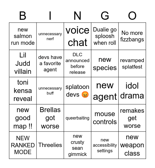 Sploon 4 Bingo Card
