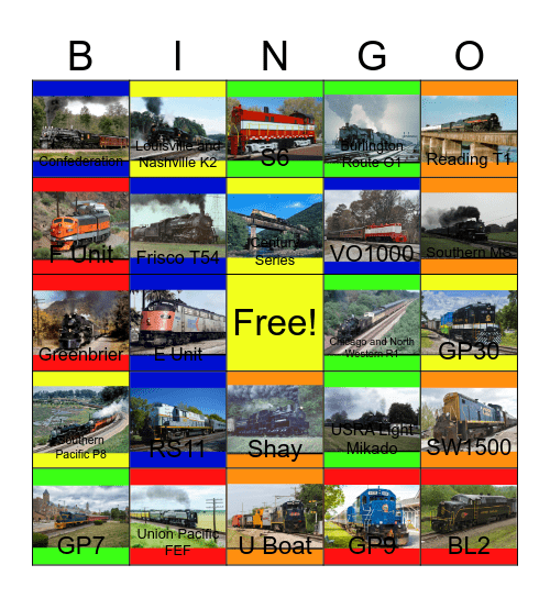 Tourist Engines in the U.S.A that I would like to take a photograph after John will say "Wave Bye Bye to Let's Explore the Jungle with Buzzy the Knowledge Bug for Life" one day Bingo Card