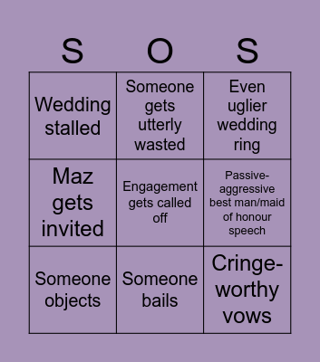 Marriage Bingo (Joeden) Bingo Card