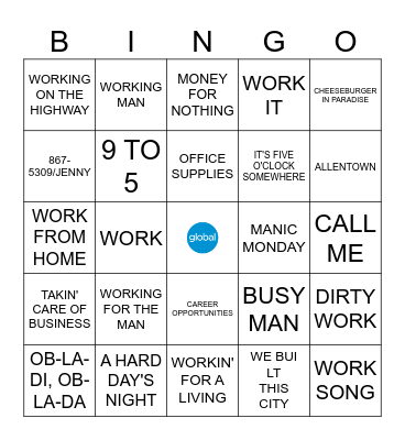 WORKING Bingo Card