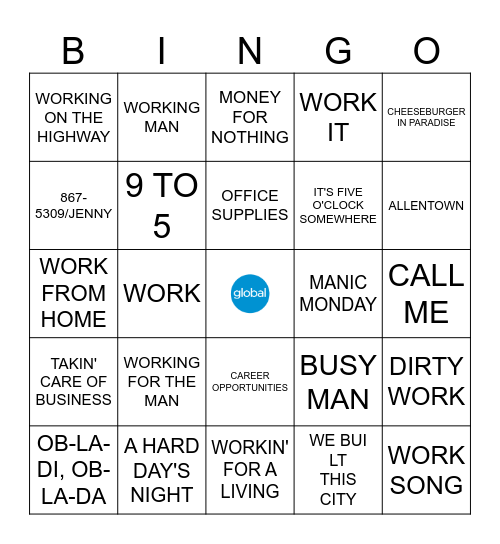 WORKING Bingo Card