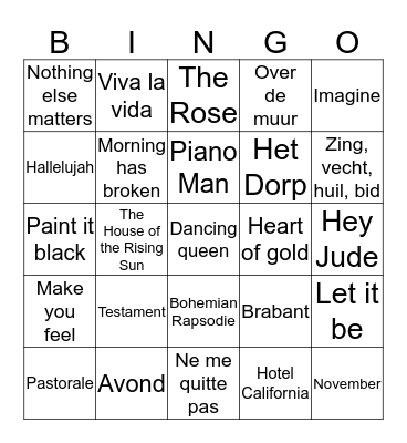 Top 2000 Bingo Card