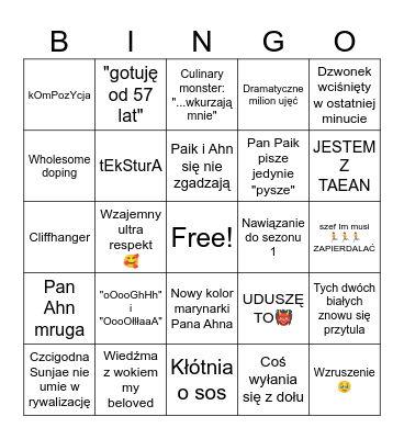 Culinary Class wars Bingo Card