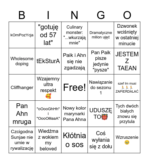 Culinary Class wars Bingo Card