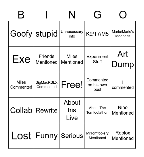 Rewrite Post Bingo Card