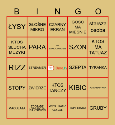Ome Bingo Card